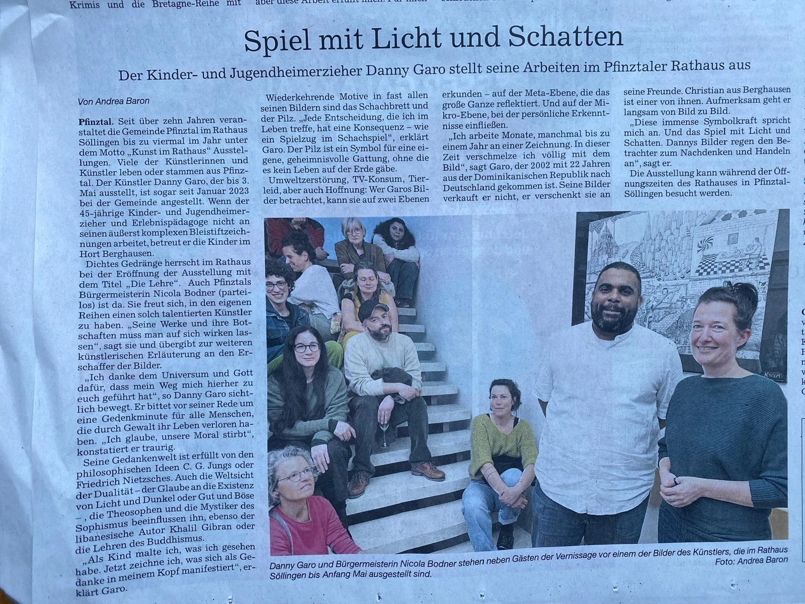 Zeitungsausschnitt: Danny Garo - Die Lehre, Rathaus Pfinztal-Söllingen