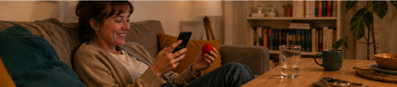 Alltagsszene 3: Die suchende Person meldet den Fund per Handy in der App.