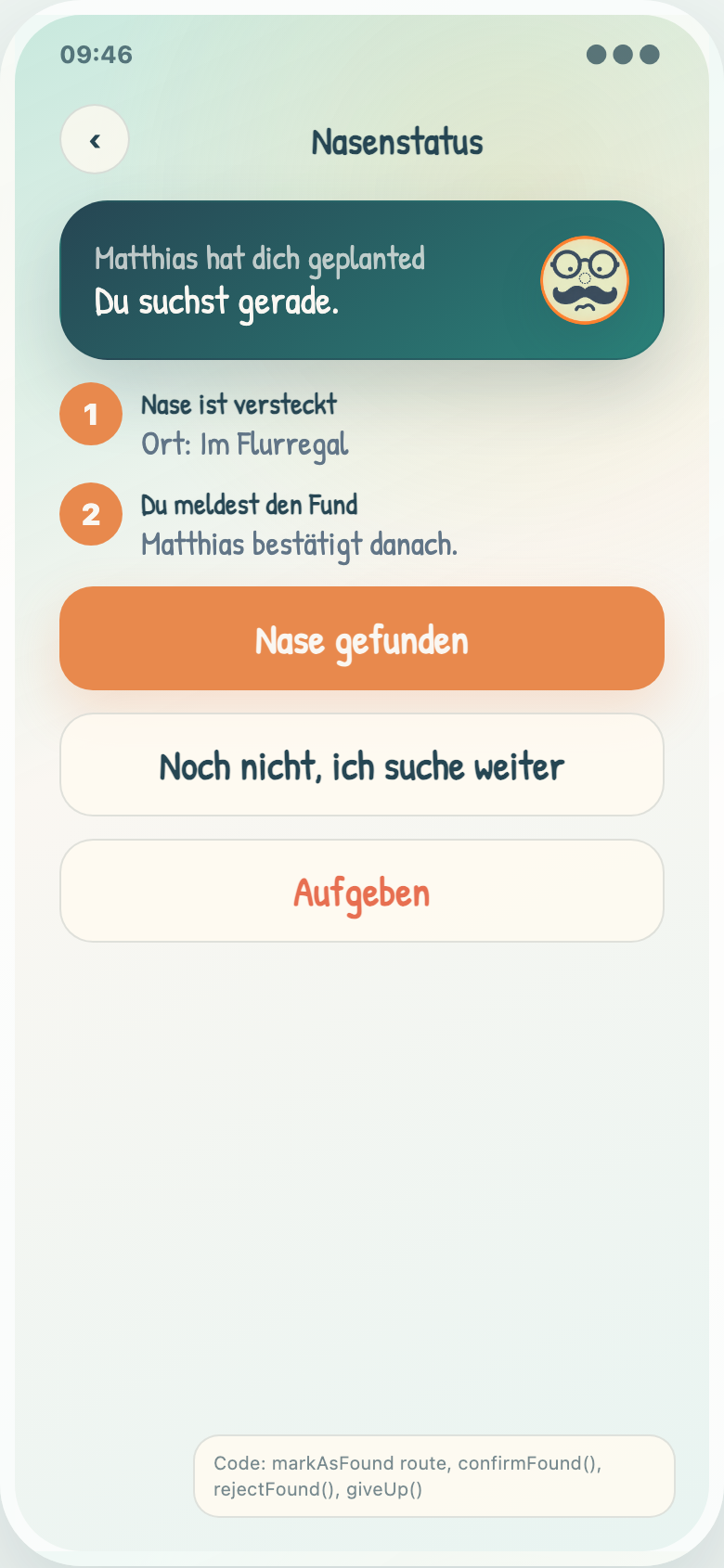 OTONGO.fun Planted: Status-Screen mit versteckter Nase